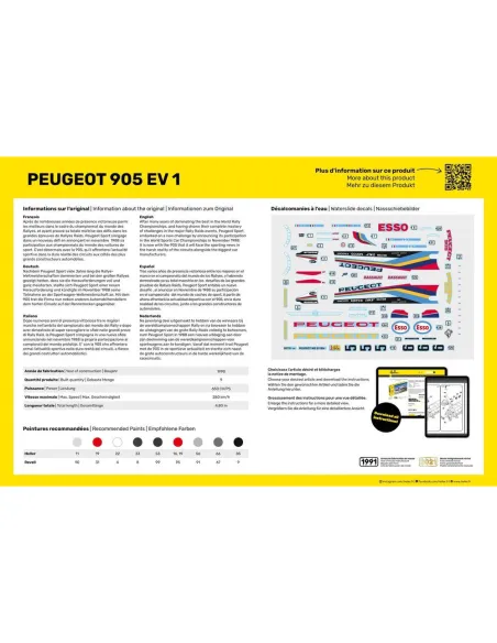 Maquette voiture Peugeot 905 Ev 1 1:24 - Starter Kit - Heller 56718
