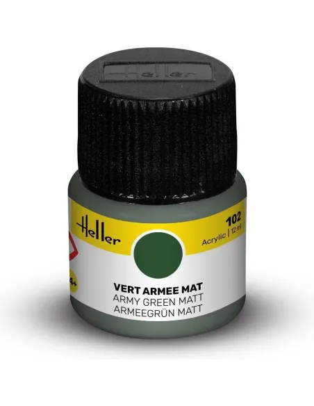 Peinture Acrylique 102 vert armee mat 12ml - Heller 9102