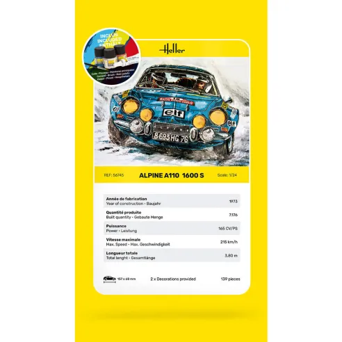 Maquette voiture Alpine A110 1:24 - Starter Kit - Heller 56745