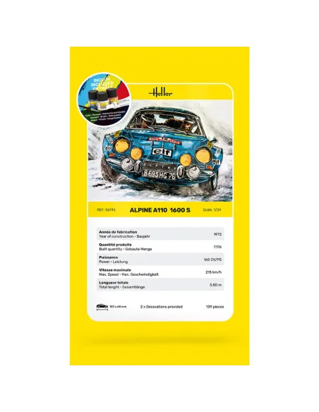 Maquette voiture Alpine A110 1:24 - Starter Kit - Heller 56745