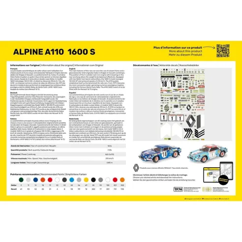 Maquette voiture Alpine A110 1:24 - Starter Kit - Heller 56745