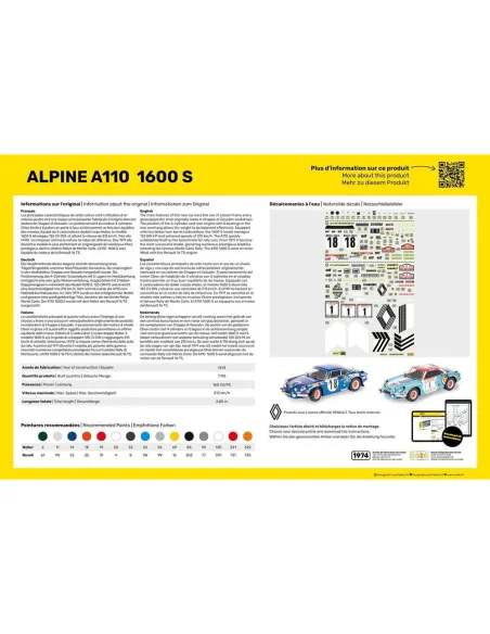 Maquette voiture Alpine A110 1:24 - Starter Kit - Heller 56745