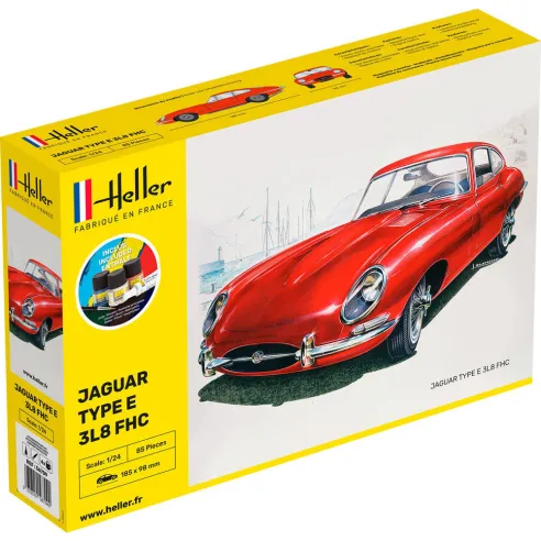 Maquette voiture Jaguar Type E 3L8 Fhc 1:24 - Starter Kit - Heller 56709