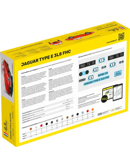 Maquette voiture Jaguar Type E 3L8 Fhc 1:24 - Starter Kit - Heller 56709