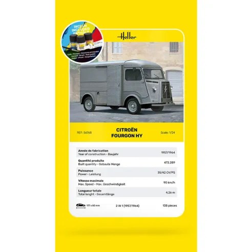 Maquette véhicule Citroen Fourgon Hy "Tube 1:24 - Starter Kit - Heller 56768