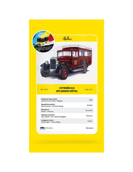 Maquette voiture Citroen C4 "Splendid Hotel 1:24 - Starter Kit - Heller 56713