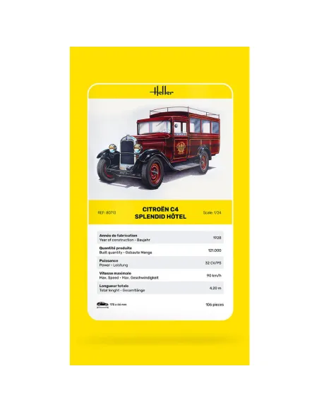 Maquette véhicule utilitaire Citroen C4 "Splendid Hotel 1:24 - Heller 80713