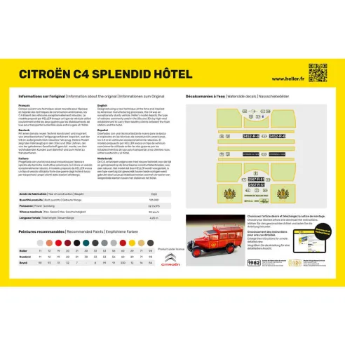 Maquette véhicule utilitaire Citroen C4 "Splendid Hotel 1:24 - Heller 80713