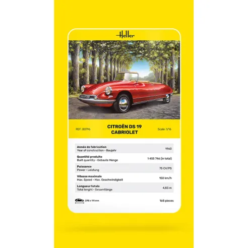 Maquette voiture Citroen Ds 19 Cabriolet 1:16 - Heller 80796