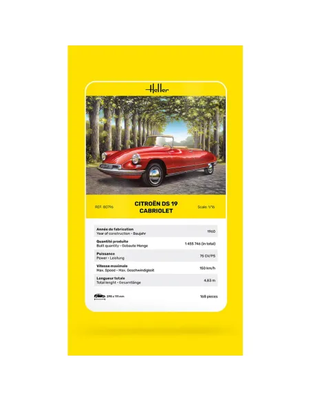 Maquette voiture Citroen Ds 19 Cabriolet 1:16 - Heller 80796