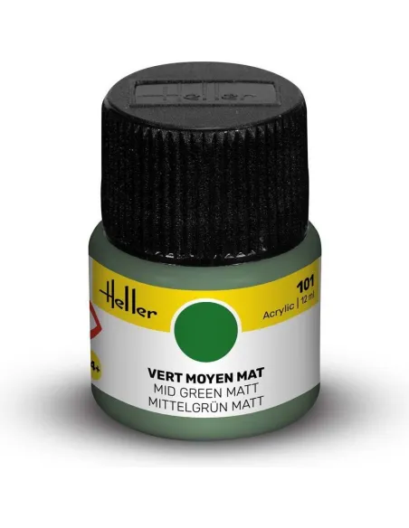 Peinture Acrylique 101 vert moyen mat 12ml - Heller 9101