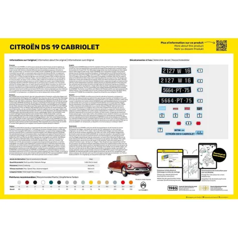 Maquette voiture Citroen Ds 19 Cabriolet 1:16 - Heller 80796