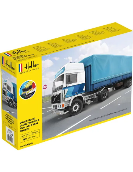 Maquette camion F12-20 Globetrotter & Twin-Axle Semi trailer 1:32 - Starter Kit - Heller 57703