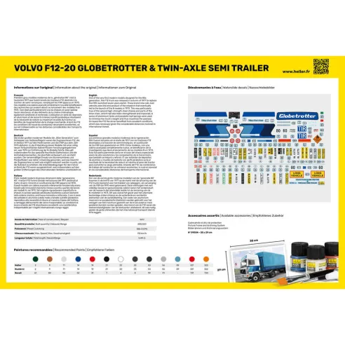 Maquette camion F12-20 Globetrotter & Twin-Axle Semi trailer 1:32 - Starter Kit - Heller 57703