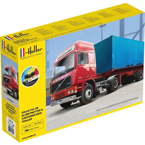 Maquette camion F12-20 Globetrotter & Container semi trailer 1:32 - Starter Kit - Heller 57702