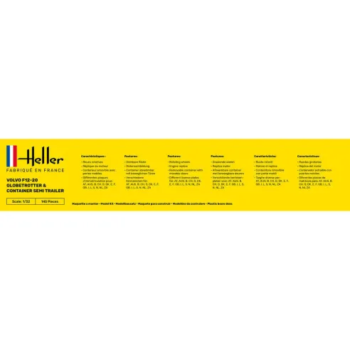 Maquette camion F12-20 Globetrotter & Container semi trailer 1:32 - Starter Kit - Heller 57702