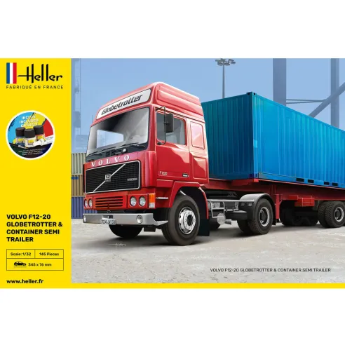 Maquette camion F12-20 Globetrotter & Container semi trailer 1:32 - Starter Kit - Heller 57702
