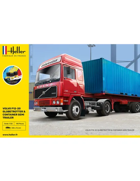 Maquette camion F12-20 Globetrotter & Container semi trailer 1:32 - Starter Kit - Heller 57702