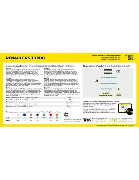 Maquette de voiture Renault R5 Turbo 1/43 - Starter Kit - Heller 56150