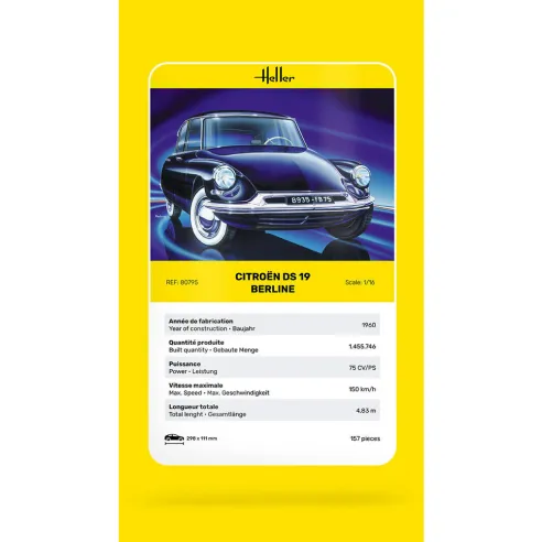Maquette voiture Citroen Ds 19 1:16 - Heller 80795