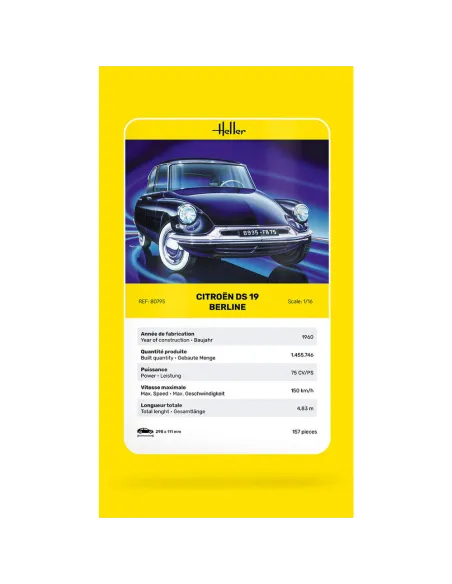 Maquette voiture Citroen Ds 19 1:16 - Heller 80795