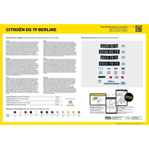 Maquette voiture Citroen Ds 19 1:16 - Heller 80795