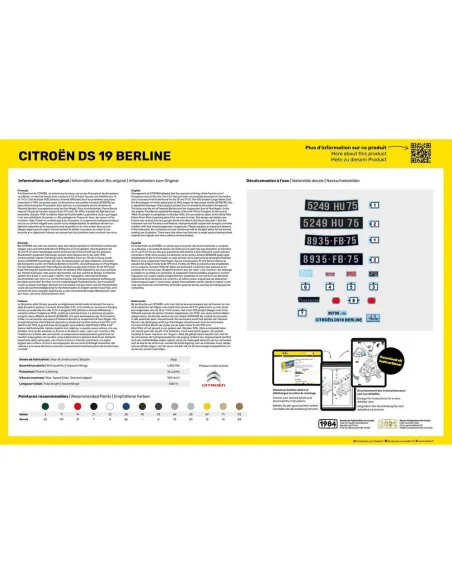Maquette voiture Citroen Ds 19 1:16 - Heller 80795