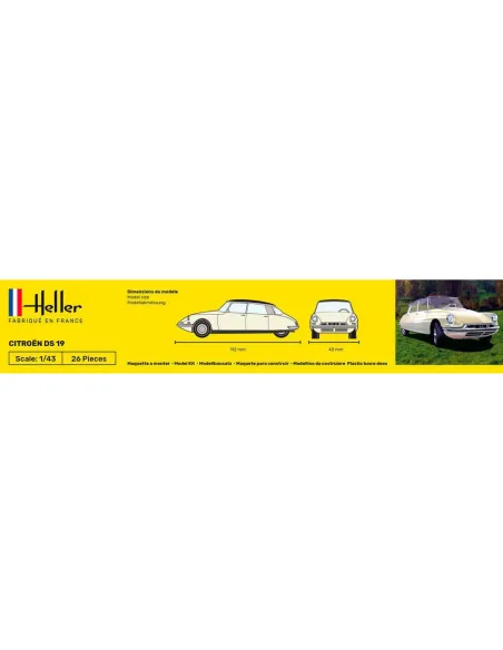 Maquette voiture Citroen Ds 19 1:43 - Starter Kit - Heller 56162