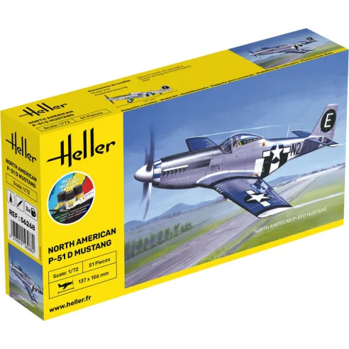 Maquette avion P-51 Mustang 1:72 - Starter Kit - Heller 56268