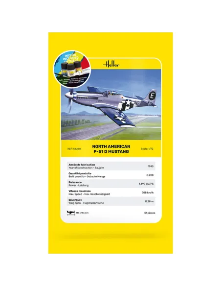 Maquette avion P-51 Mustang 1:72 - Starter Kit - Heller 56268