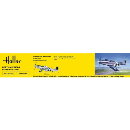 Maquette avion P-51 Mustang 1:72 - Starter Kit - Heller 56268