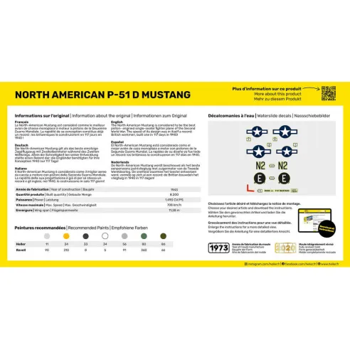 Maquette avion P-51 Mustang 1:72 - Starter Kit - Heller 56268