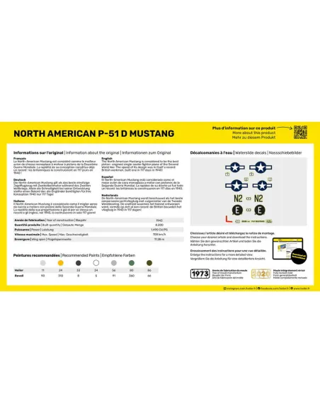 Maquette avion P-51 Mustang 1:72 - Starter Kit - Heller 56268