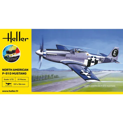 Maquette avion P-51 Mustang 1:72 - Starter Kit - Heller 56268