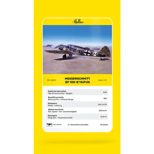 Maquette avion Messerschmitt Bf 108 B Taifun 1:72 - Heller 80231