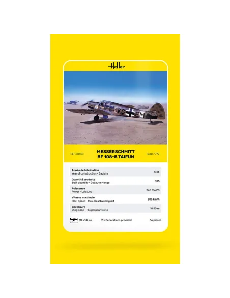 Maquette avion Messerschmitt Bf 108 B Taifun 1:72 - Heller 80231