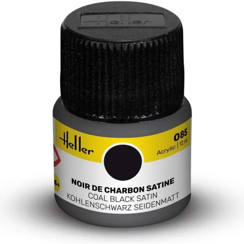 Peinture Acrylique 085 noir de charbon satine 12ml - Heller 9085