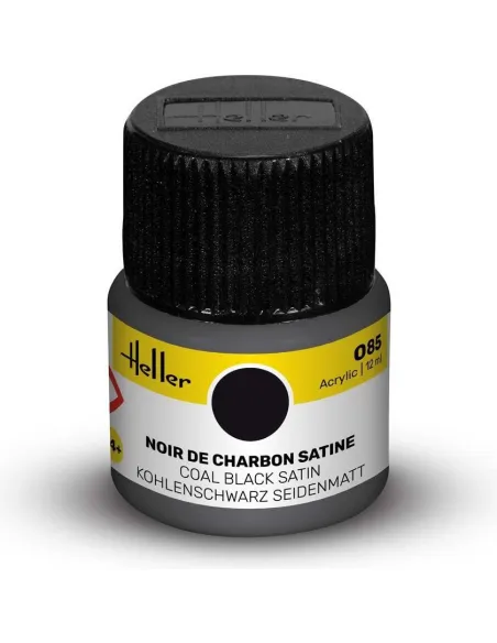 Peinture Acrylique 085 noir de charbon satine 12ml - Heller 9085