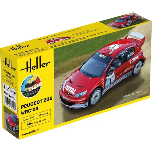 Maquette de voiture Peugeot 206 Wrc'03 1/43 - Starter Kit - Heller 56113