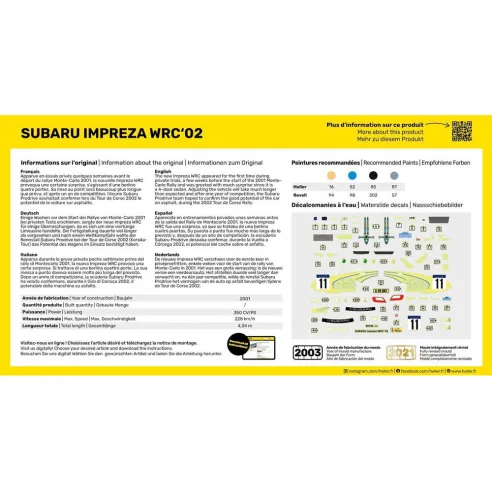 Maquette voiture Impreza Wrc'02 1:43 - Heller 80199