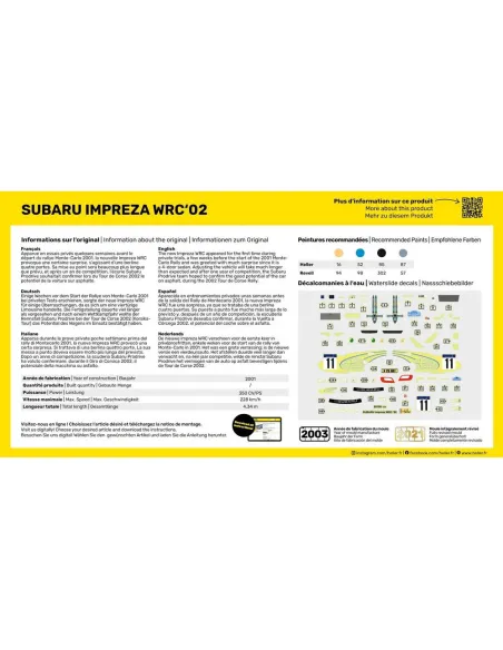 Maquette voiture Impreza Wrc'02 1:43 - Heller 80199