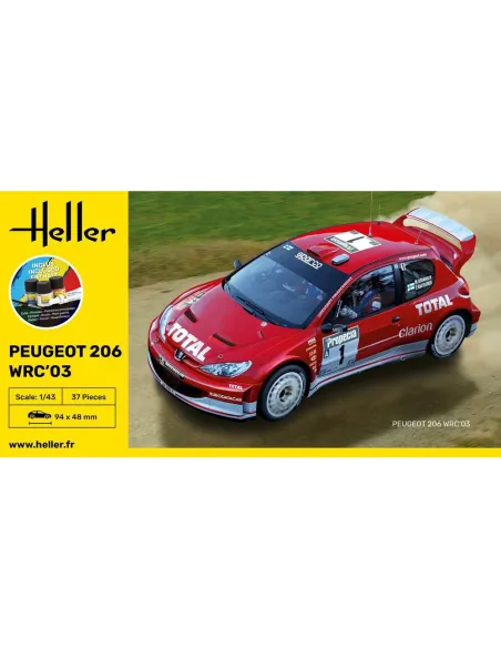 Maquette de voiture Peugeot 206 Wrc'03 1/43 - Starter Kit - Heller 56113
