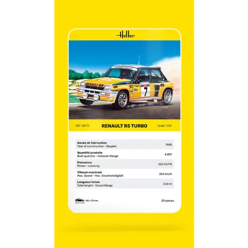 Maquette voiture Renault R5 Turbo 1:24 - Heller 80717