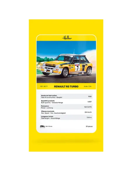 Maquette voiture Renault R5 Turbo 1:24 - Heller 80717