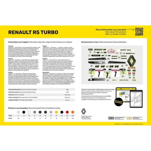 Maquette voiture Renault R5 Turbo 1:24 - Heller 80717