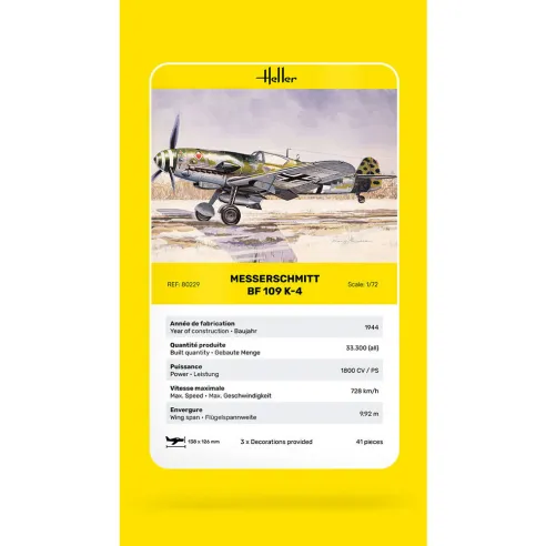 Maquette d'avion Messerschmitt Bf 109 K 1:72 - Heller 80229