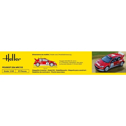 Maquette de voiture Peugeot 206 Wrc'03 1/43 - Starter Kit - Heller 56113
