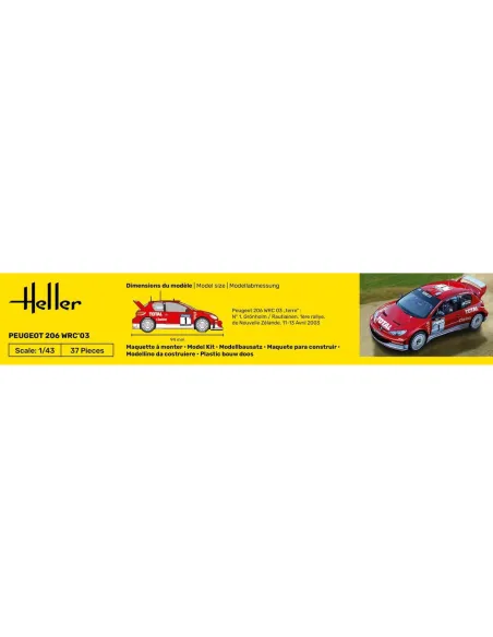 Maquette de voiture Peugeot 206 Wrc'03 1/43 - Starter Kit - Heller 56113