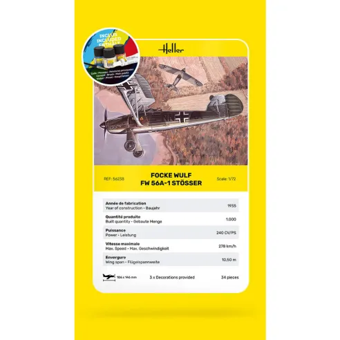 Maquette d'avion Focke Wulf Stosser 1:72 - Starter Kit - Heller 56238