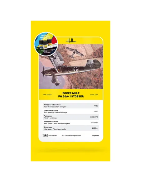 Maquette d'avion Focke Wulf Stosser 1:72 - Starter Kit - Heller 56238